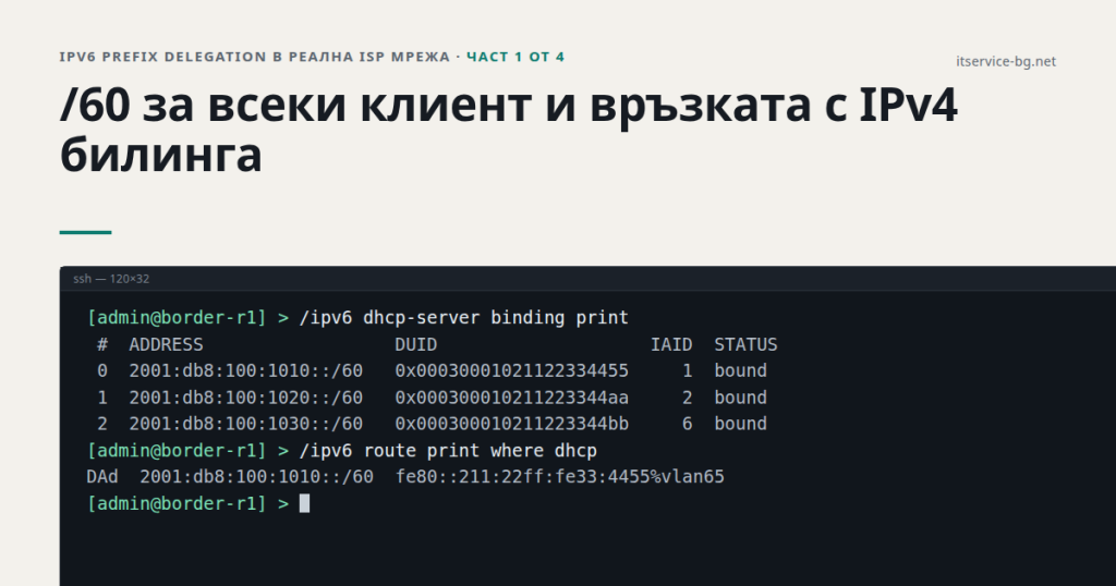 IPv6 prefix delegation в реална ISP мрежа (част 1): /60 за всеки клиент и връзката с IPv4 билинга