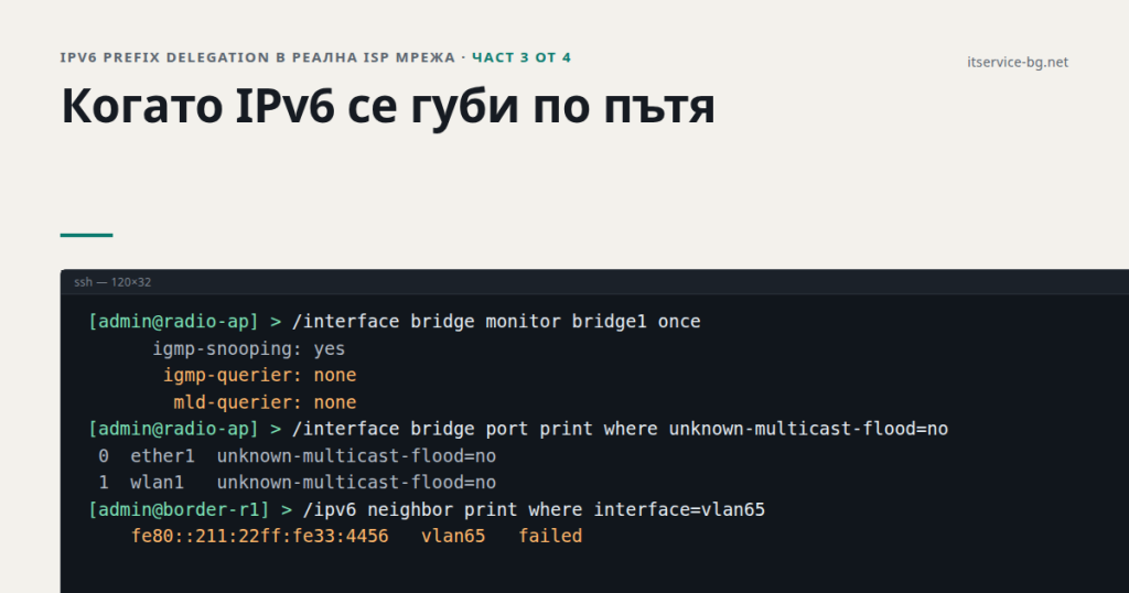 IPv6 prefix delegation в реална ISP мрежа (част 3): Когато IPv6 се губи по пътя