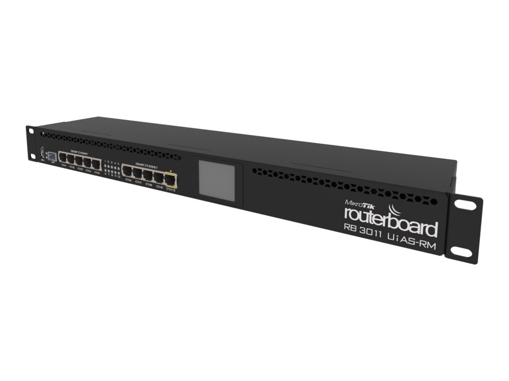 MikroTik RB3011UiAS-RM — рутерът на системата, 1U.